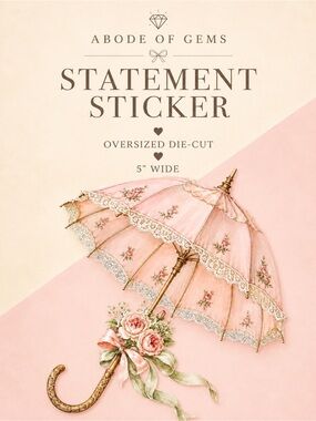 🆕 2/$18 💌 Vintage Cottage Floral Lace Parasol Oversized Sticker 5” Die-Cut